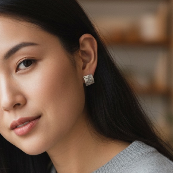 Joe Delgarito Jewelry - Joe Delgarito great shape Native American tribal Navajo square sterling earrings